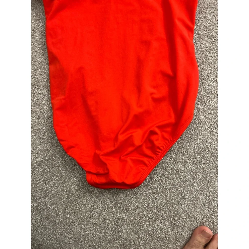Time and Tru One Piece Swimsuit Womens Large 12-14 Red Excellent Ruched V-Neck